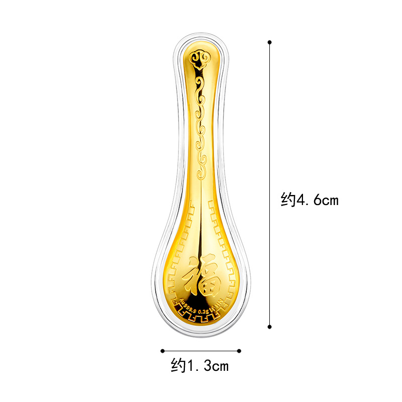 六福珠宝足金摆件吉祥有福金饭碗黄金礼盒送礼定价HNA10029