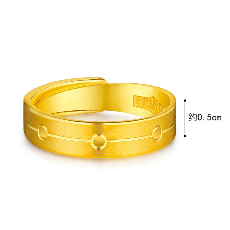 六福珠宝幸福有你黄金戒指情侣结婚足金对戒男戒婚嫁计价F63TBGR0011