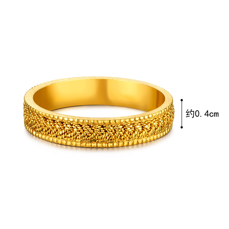 六福珠宝黄金戒指男士足金戒指精工款编织纹送礼计价A03TBGR0002
