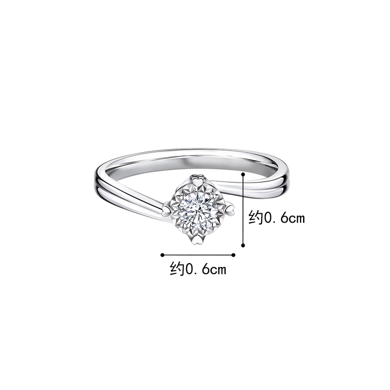 六福珠宝结婚钻戒女爱很美系列扭臂求婚18K金钻石戒指定价LB31823