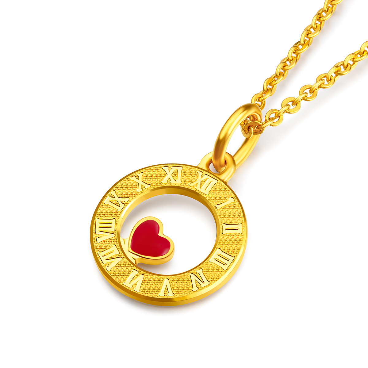 六福珠宝心动时刻黄金吊坠鎏彩工艺足金吊坠女礼计价L07TBGP0017【联系客服补货】