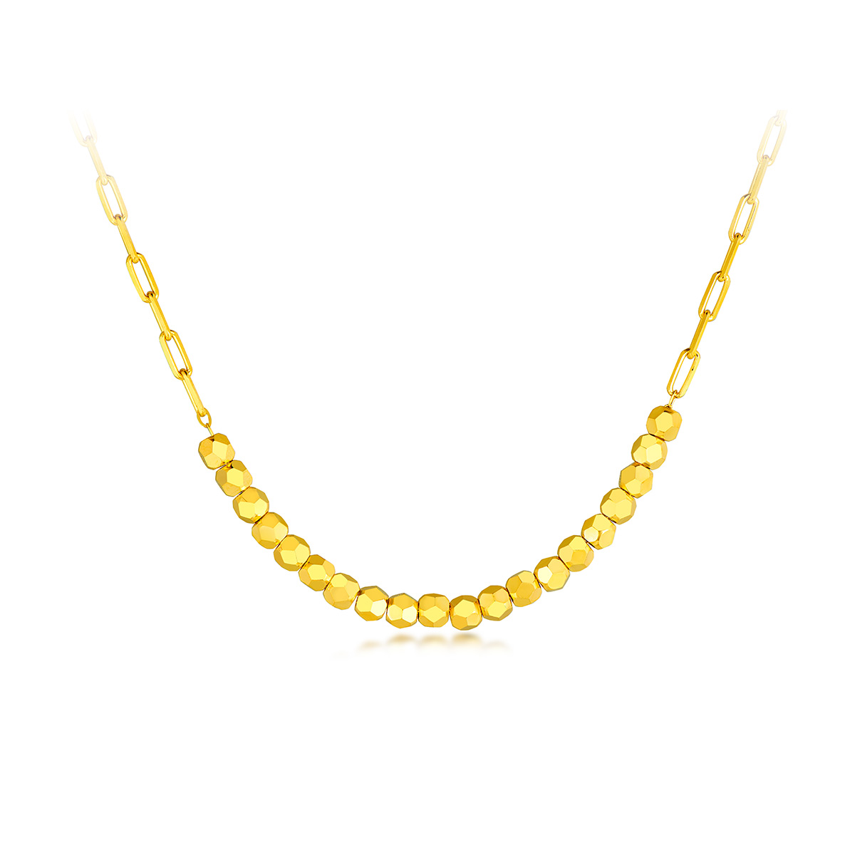 六福珠宝蹦迪珠黄金项链女光影金5G金子吊坠套链计价L19TBGN0002【1V1直播看货】