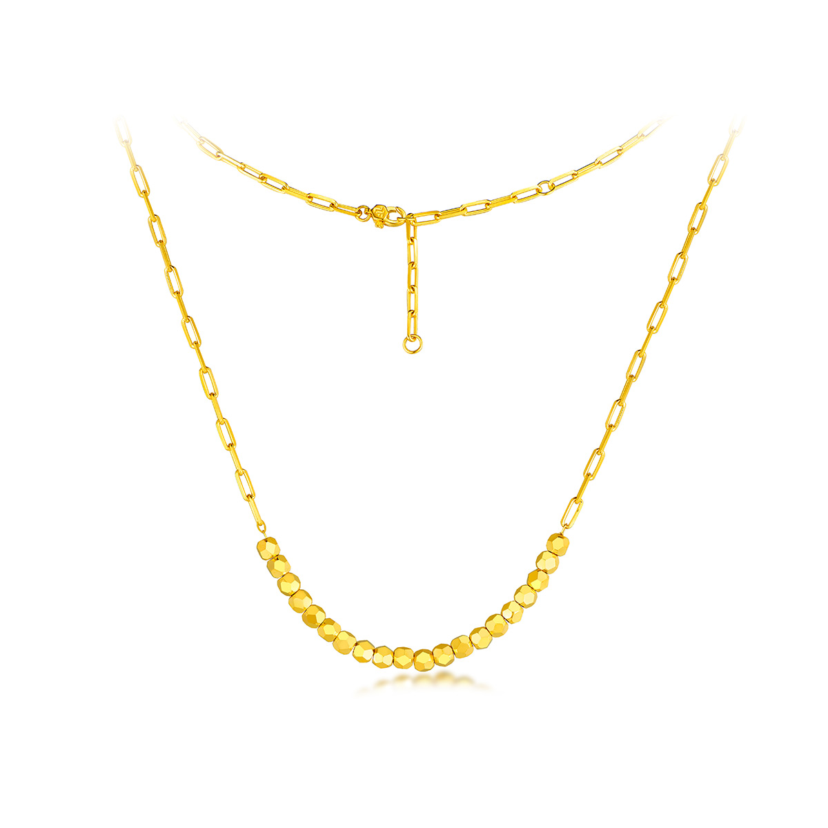 六福珠宝蹦迪珠黄金项链女光影金5G金子吊坠套链计价L19TBGN0002【1V1直播看货】