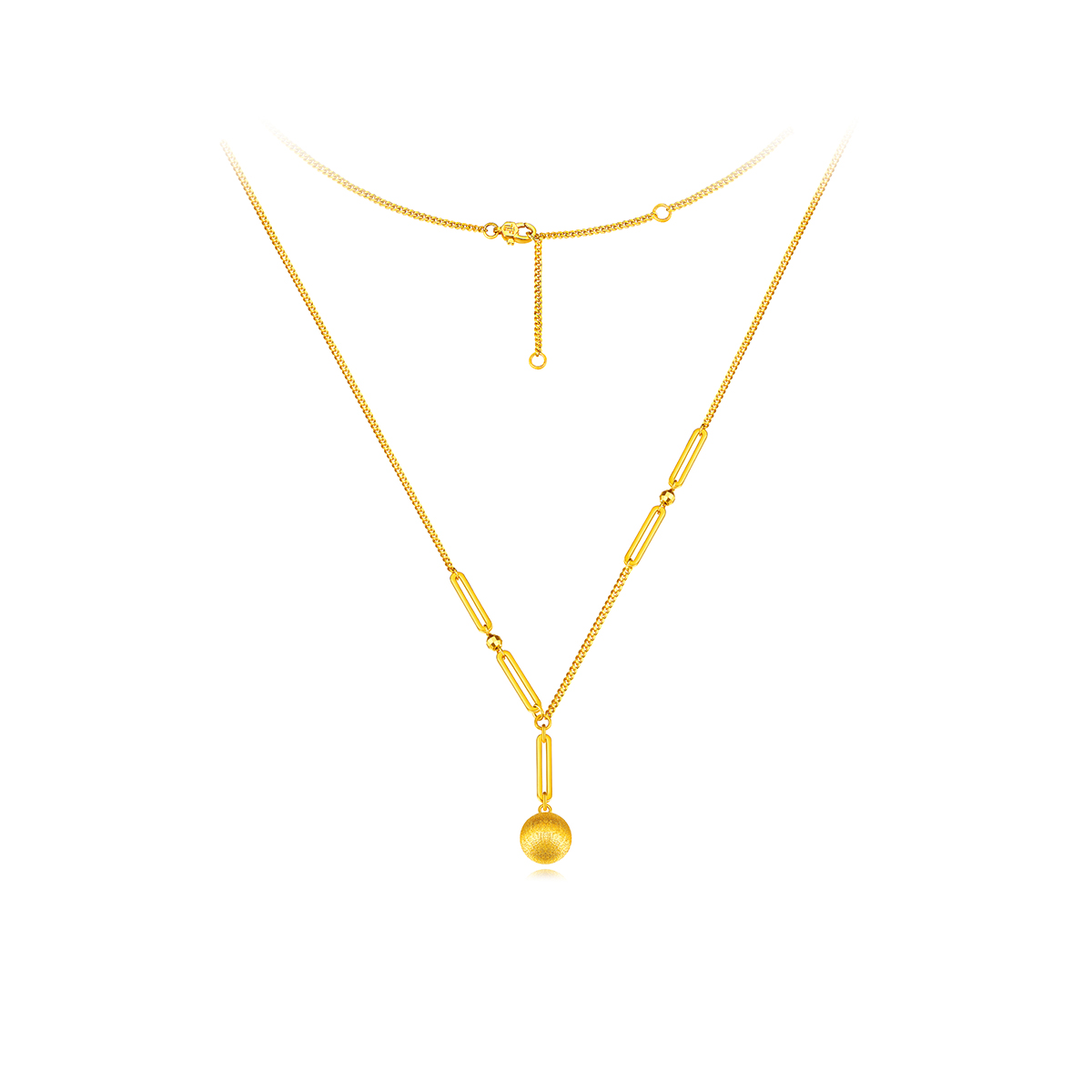 【店庆特惠】六福珠宝有球币应小金珠黄金项链女5G光影金套链计价L19TBGN0005