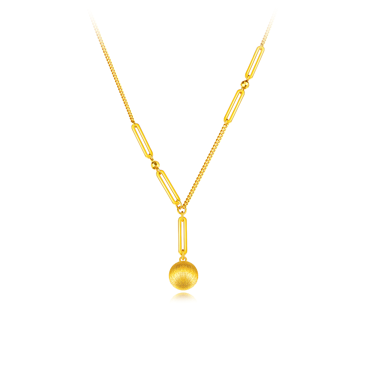 【店庆特惠】六福珠宝有球币应小金珠黄金项链女5G光影金套链计价L19TBGN0005