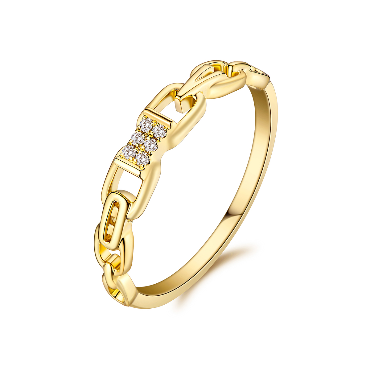 六福珠宝时尚链条18K金钻石戒指女款钻戒送礼cMDSKR0002y