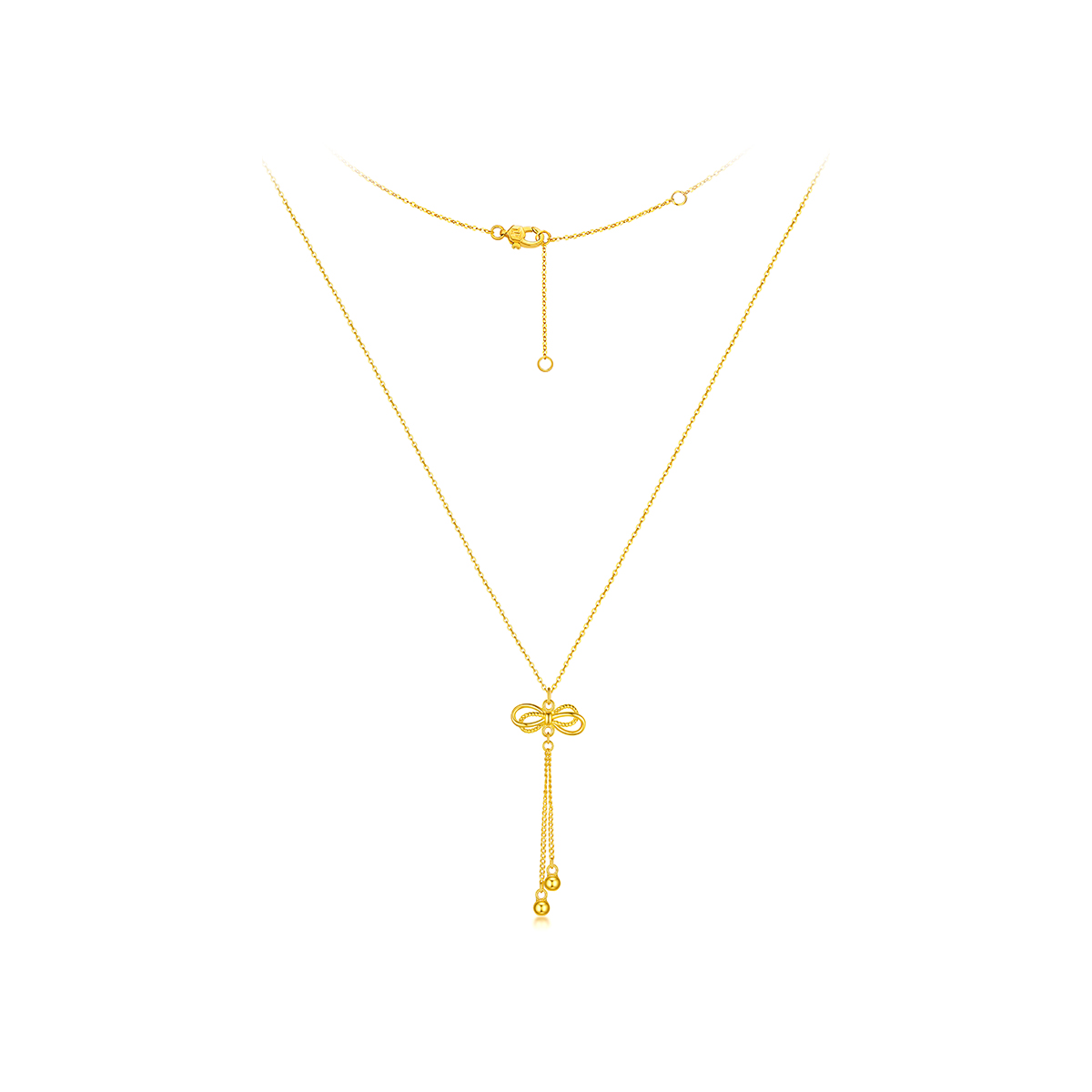 六福珠宝蝴蝶结黄金项链光影金5G足金套链送女友定价L18A1TBN0001【联系客服补货】