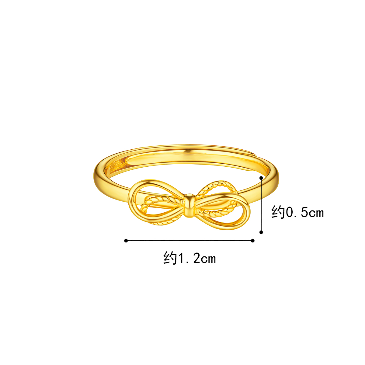 六福珠宝蝴蝶结黄金戒指光影金5G足金戒指送女友定价L18A1TBR0001