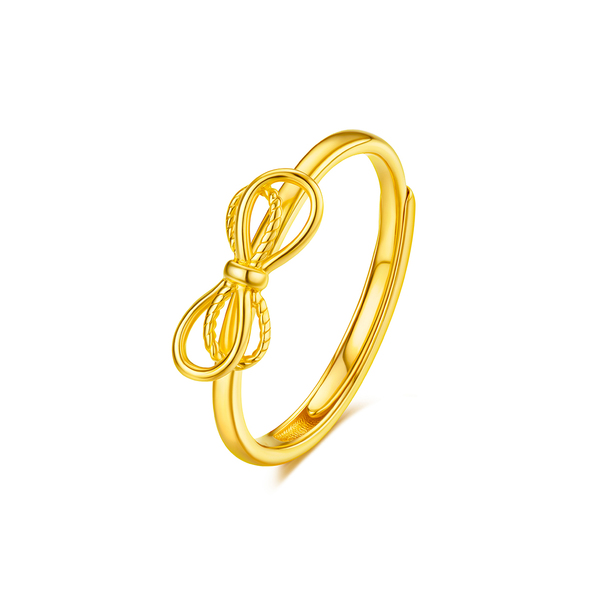 六福珠宝蝴蝶结黄金戒指光影金5G足金戒指送女友定价L18A1TBR0001