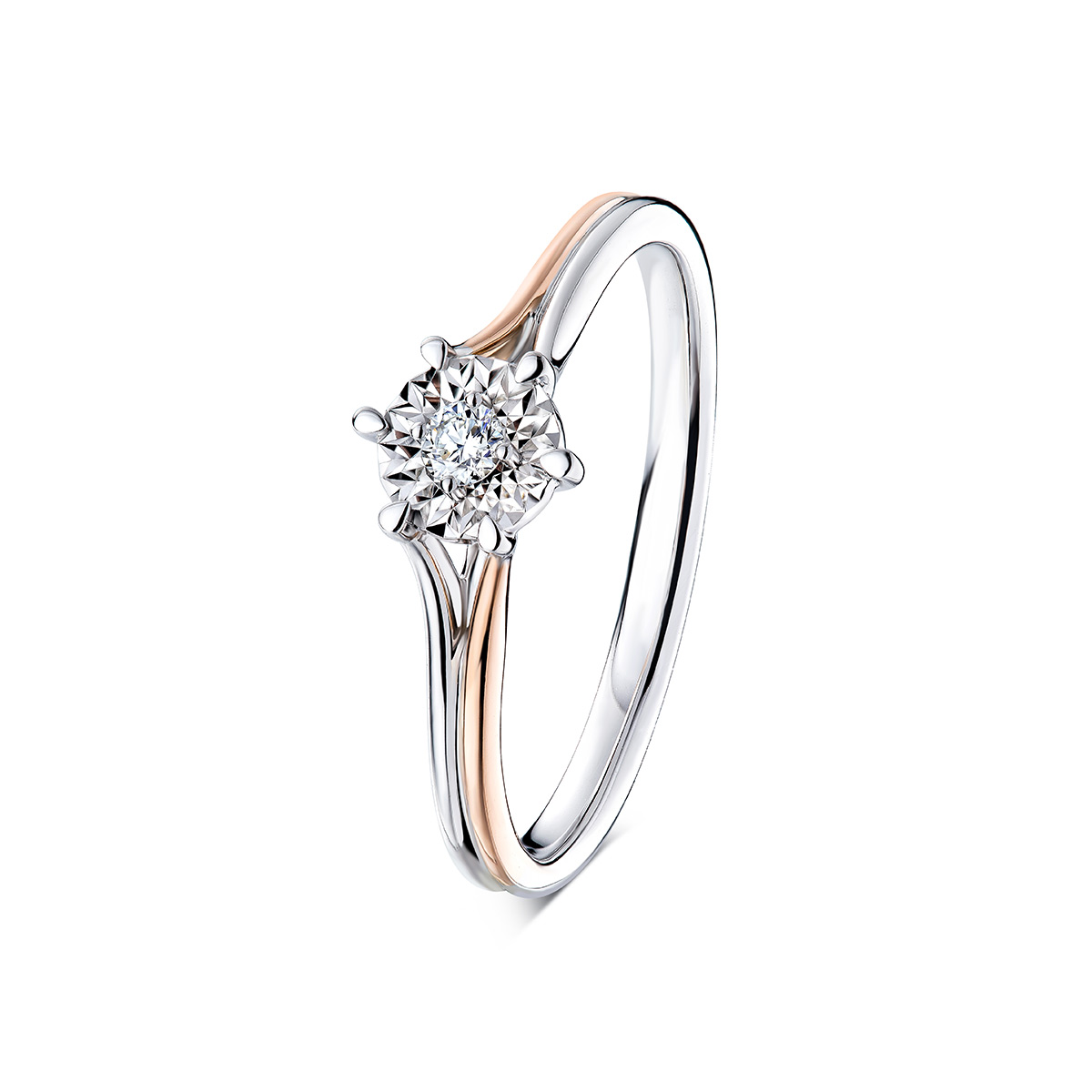 六福珠宝时光流金钻戒女求婚18K金钻石戒指结婚闭口订婚戒指N210
