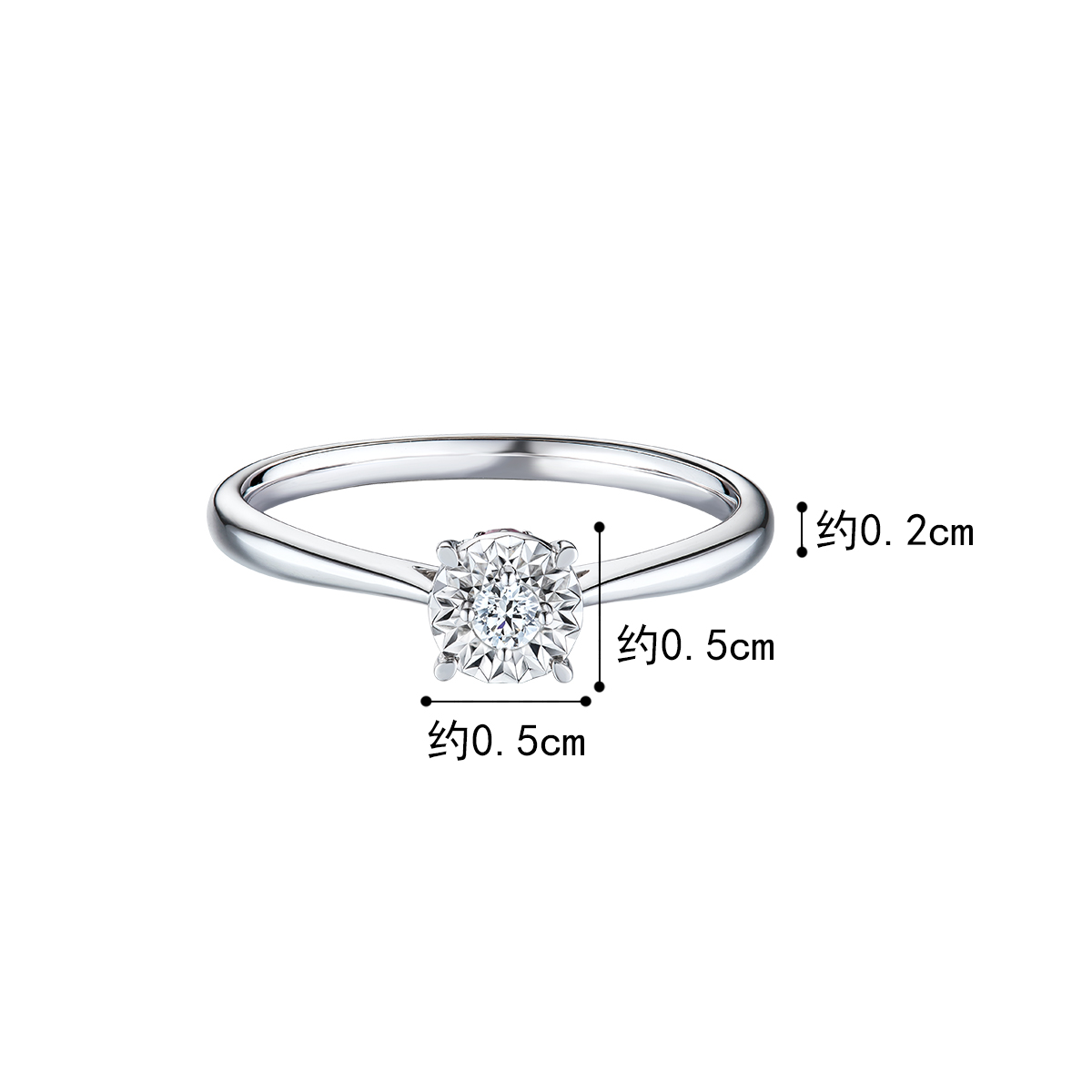 六福珠宝18K金钻石戒指闭口红宝石钻戒女款订婚求婚戒指定价N211