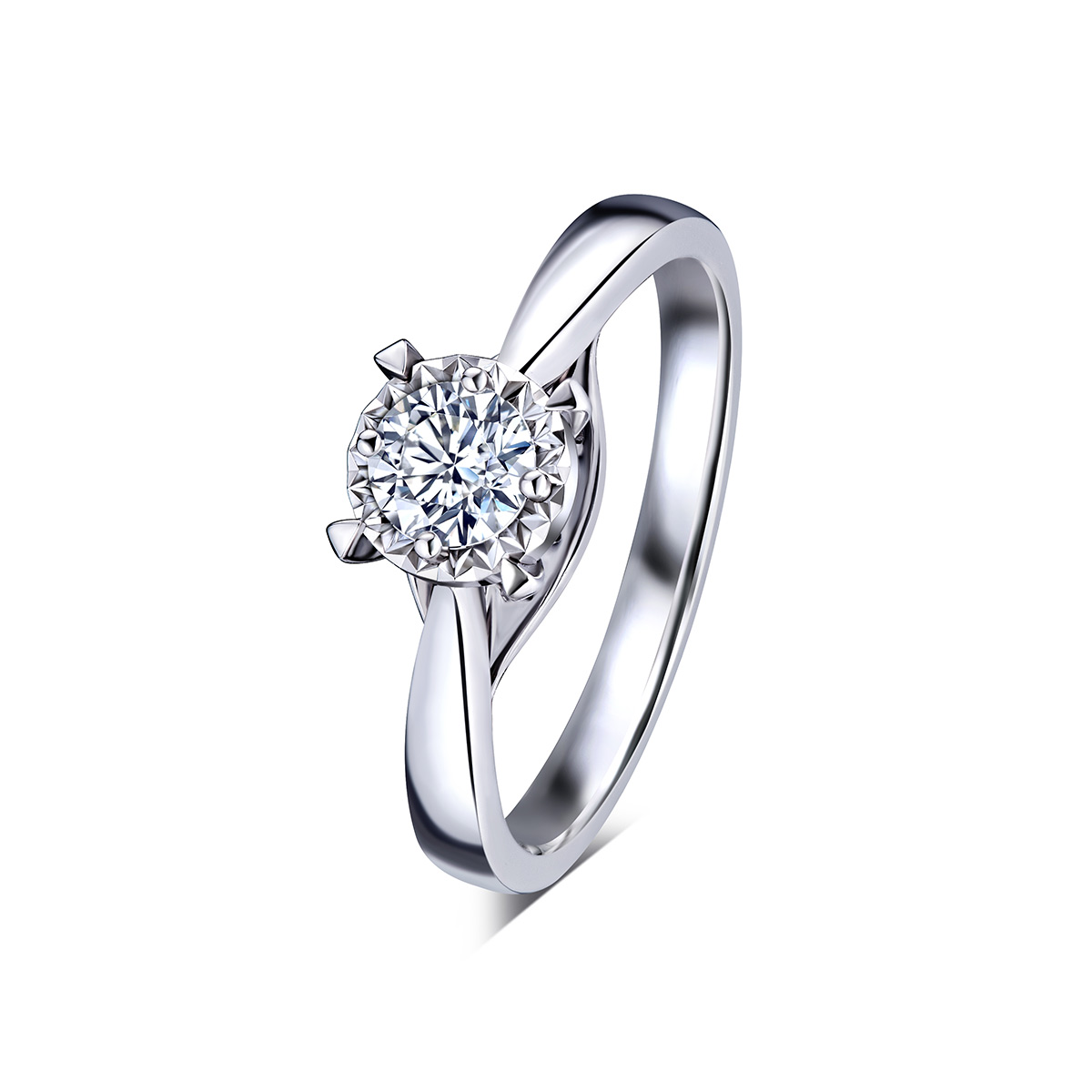 六福珠宝结婚对戒光影密语18K金钻石戒指求婚钻戒女定价WD31797A