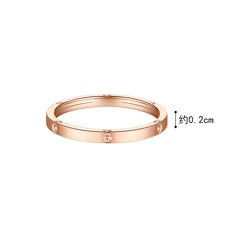 六福珠宝彩金戒指女圆纹18K金戒指闭口戒正品定价L18TBKR0046R