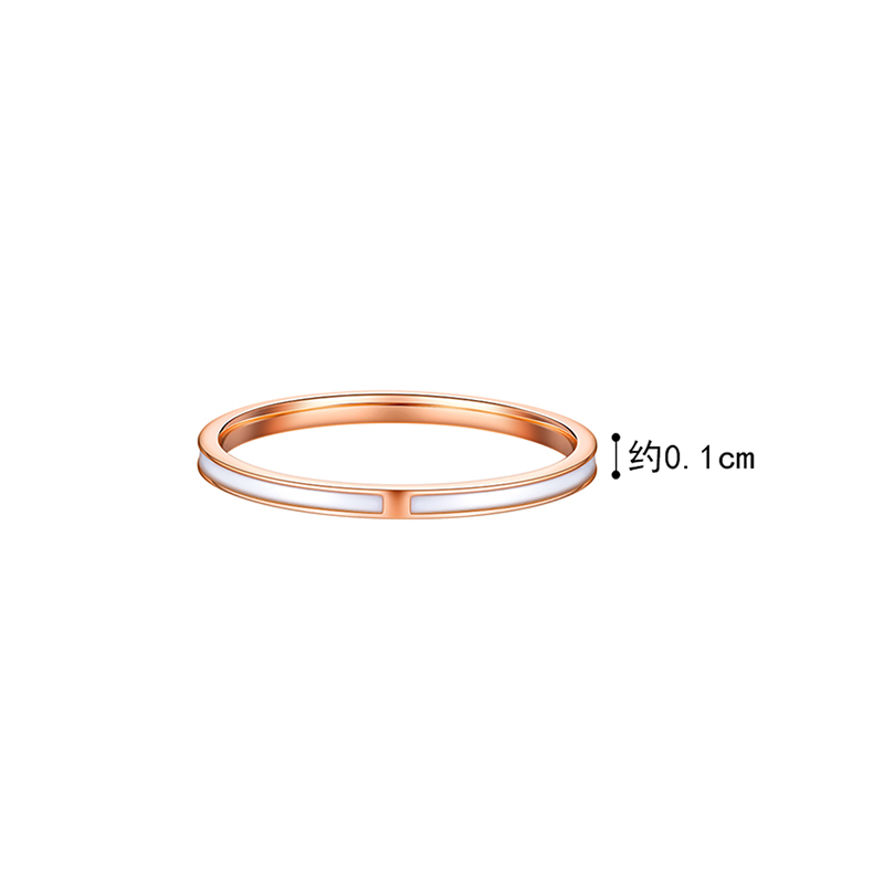 六福珠宝18K金戒指鎏彩工艺玫瑰金戒指女彩金定价L18TBKR0051R【联系客服补货】
