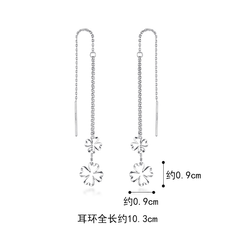 六福珠宝镂空四叶草铂950铂金耳线女款送礼计价L04TBPE0001
