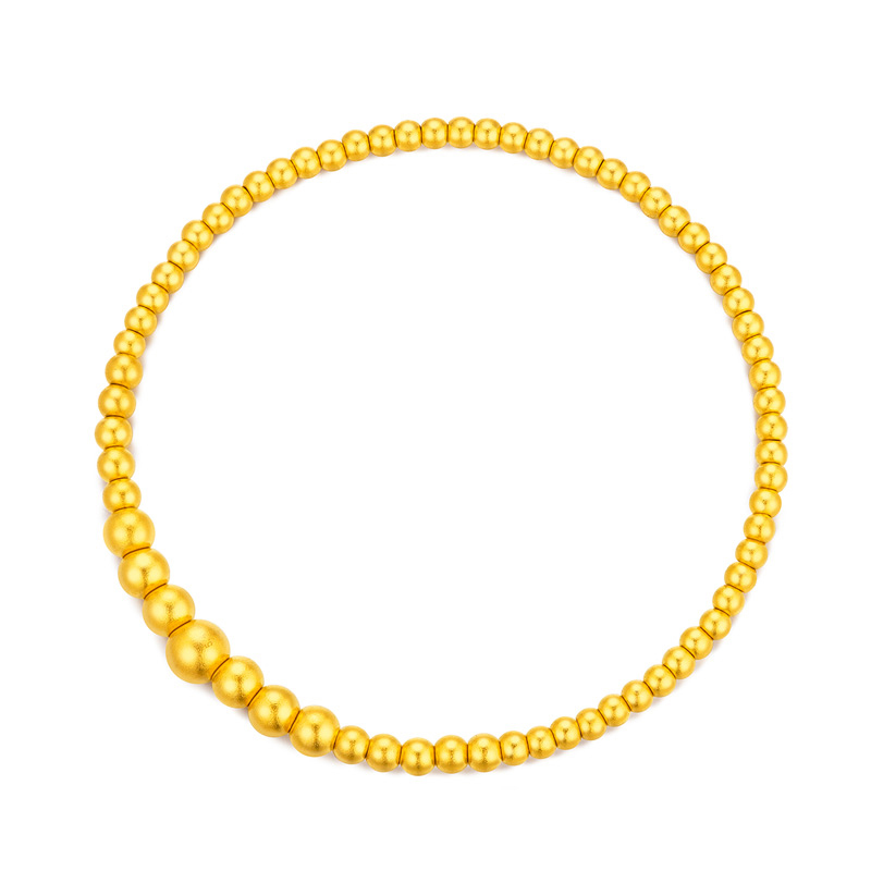 六福珠宝小金珠手链女福满传家黄金手串足金首饰计价F48TBGB0004