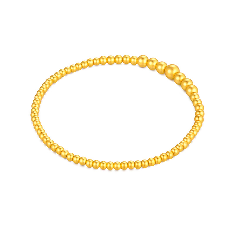 六福珠宝小金珠手链女福满传家黄金手串足金首饰计价F48TBGB0004