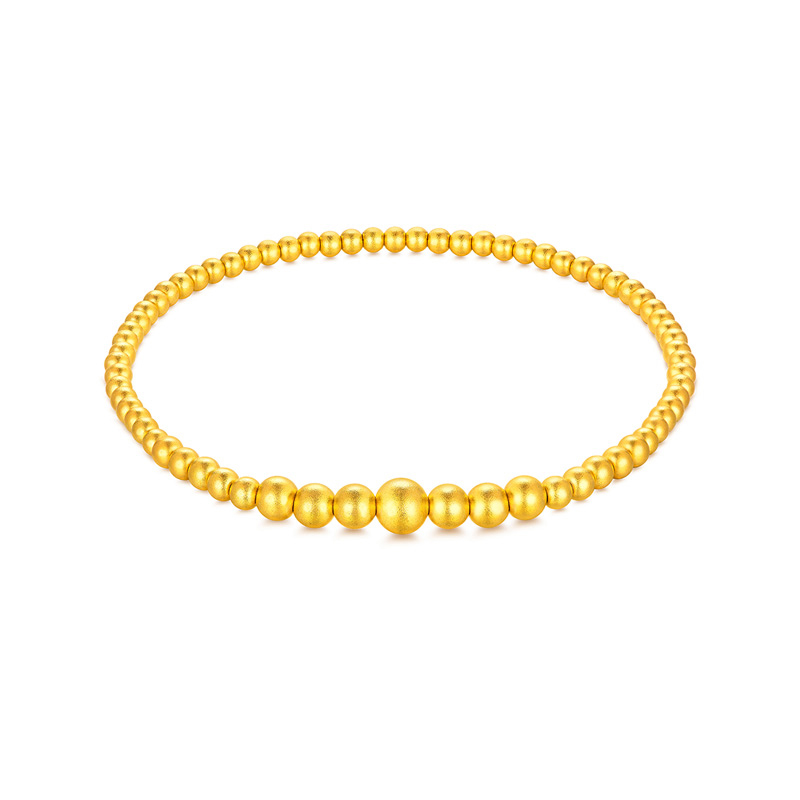 六福珠宝小金珠手链女福满传家黄金手串足金首饰计价F48TBGB0004