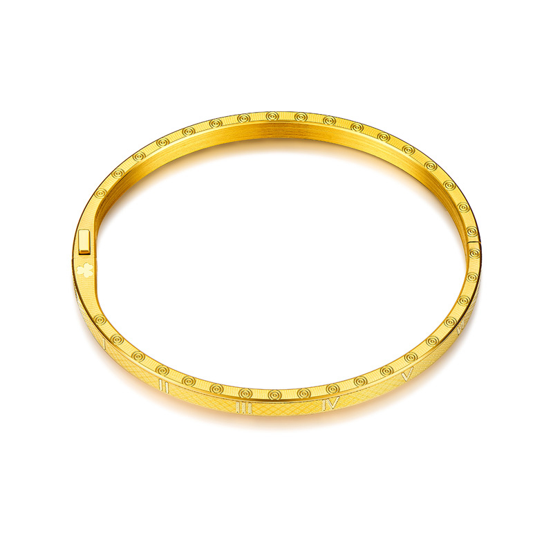 六福珠宝罗马数字黄金手镯女足金开锁式硬金手镯计价F73TBGB0001【联系客服补货】