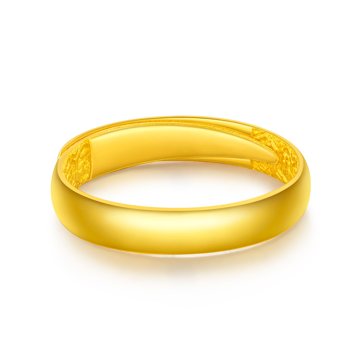 六福珠宝时尚光面结婚足金对戒黄金戒指女款婚嫁计价B01TBGR0016
