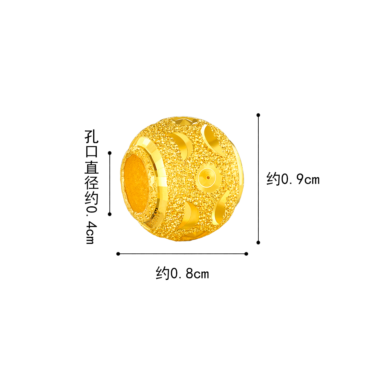 六福珠宝足金月牙间珠路路通转运珠串珠DIY计价G01G0008DS转运珠榜