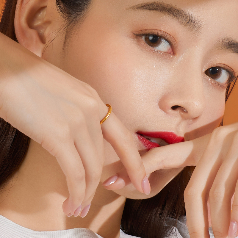 六福珠宝古法黄金戒指福满传家素圈足金戒指女计价G01G0001DS戒指榜