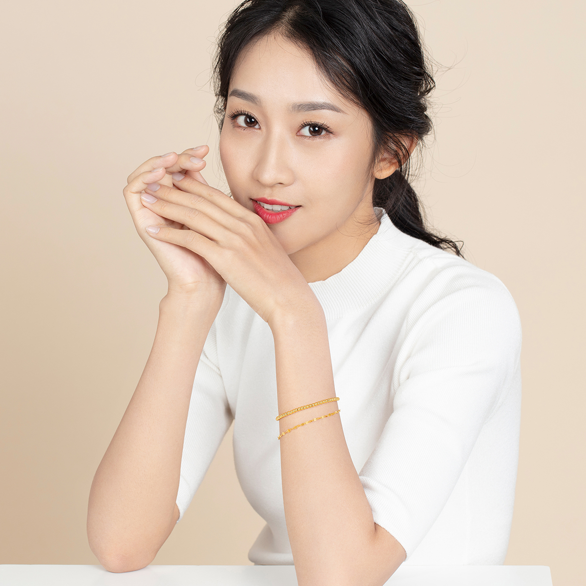 六福珠宝首饰黄金手链女款足金手饰金手链礼物计价B01TBGB0006