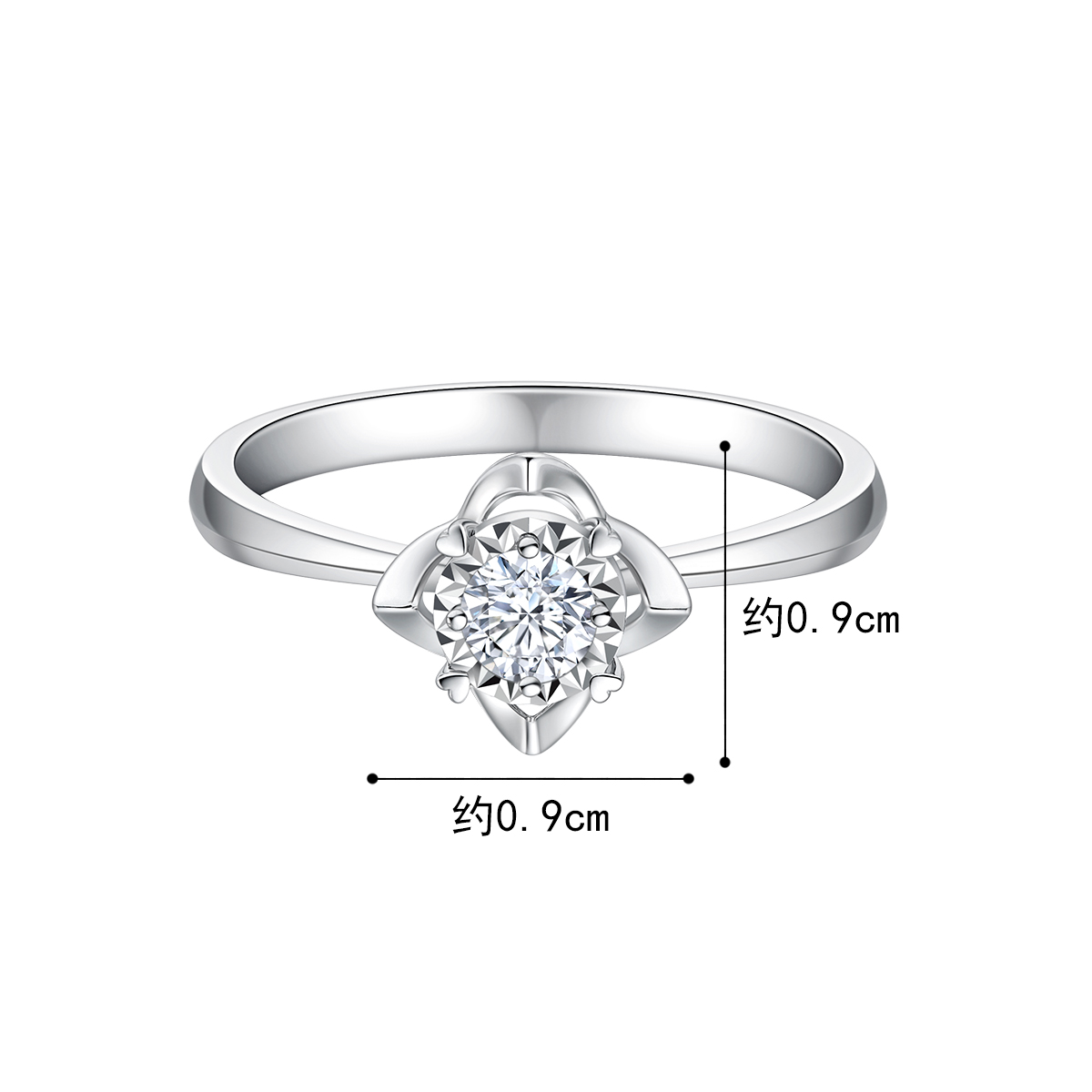 六福珠宝爱很美求婚钻戒女花蕾18K金钻石戒指定价LB31427