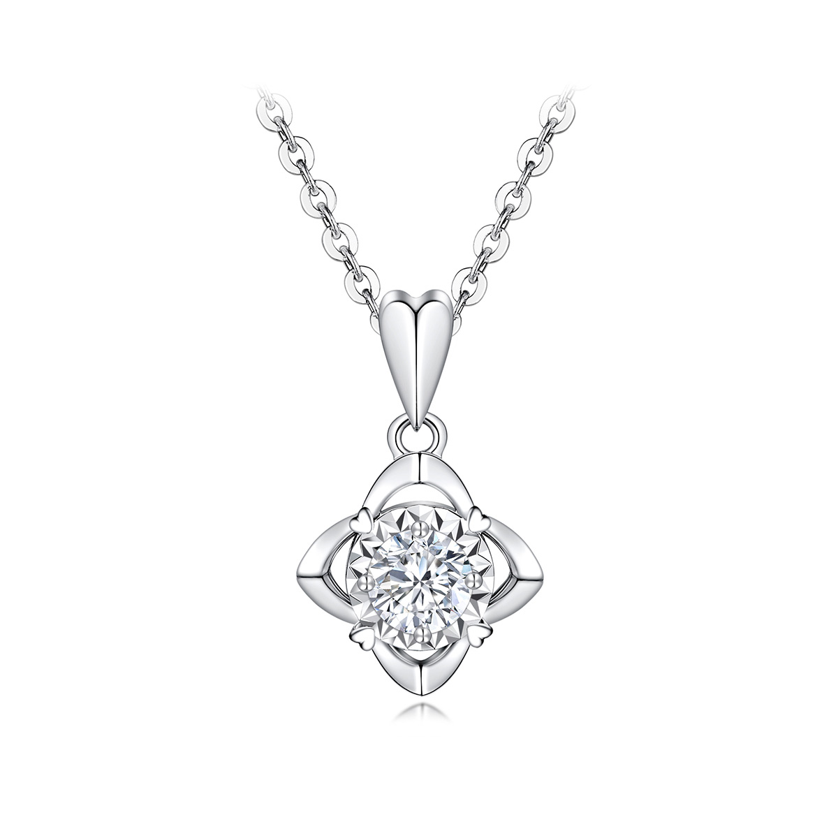 六福珠宝爱很美花蕾18K金钻石吊坠女钻石项链挂坠定价LB31426