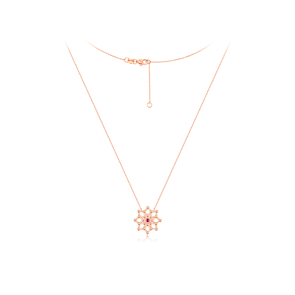 六福珠宝闪动星圈圆珠红宝石项链18k金套链定价L74JLFN04319R【联系客服补货】