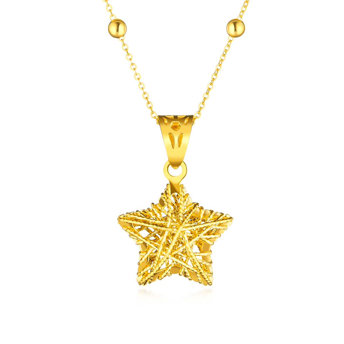 六福珠宝黄金项链吊坠女款goldstyle星星坠不含链定价HMA15I70077