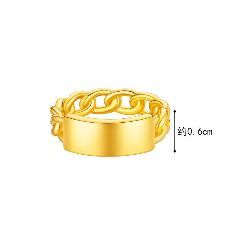 【秒杀】六福珠宝5D硬金方块足金戒指闭口女黄金戒指送礼定价FDA140018