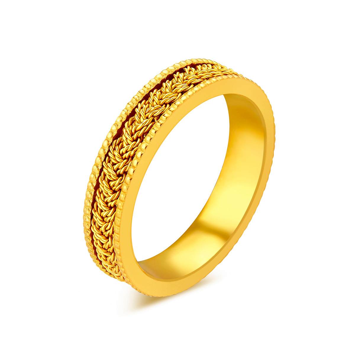 六福珠宝足金戒指精工款男女情侣对戒黄金戒指计价A03TBGR0001