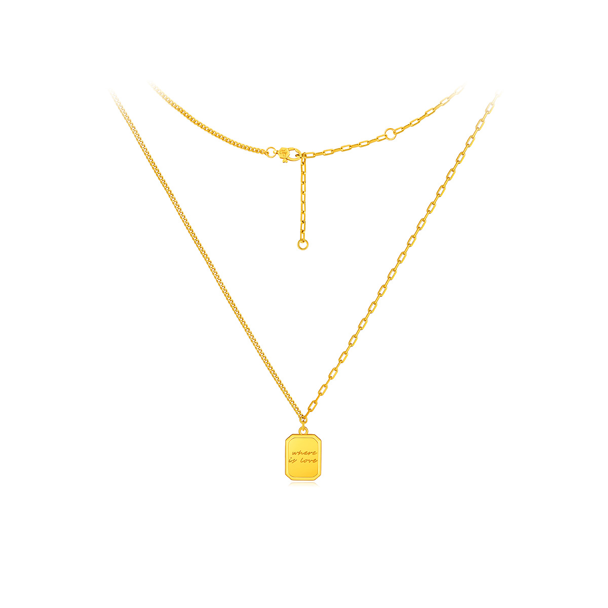 六福珠宝巧克力方糖黄金项链女5G套链足金小吊坠计价GCG30029【1V1直播看货】