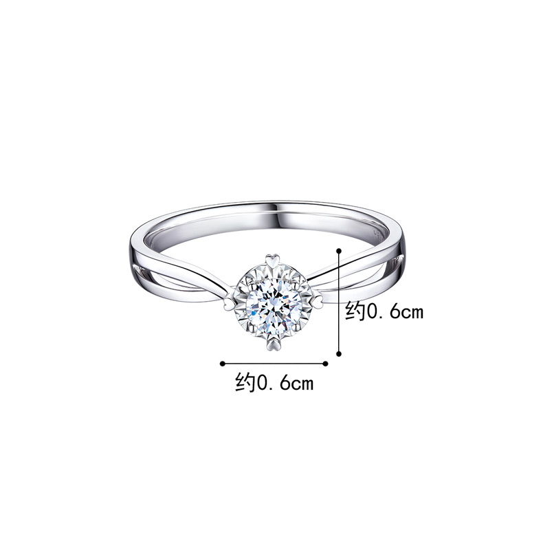 六福珠宝爱很美系列钻石戒指心形爪镶求婚钻戒可刻字定价LB32439