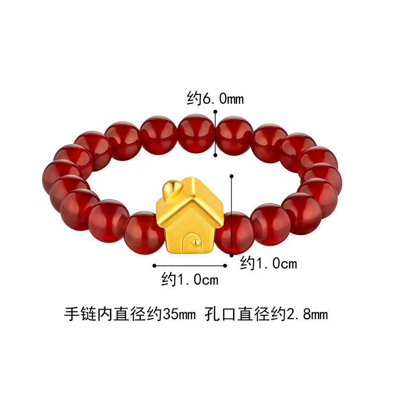 六福珠宝红玉髓足金宝宝手链转运珠儿童定价B01A1TBB0007