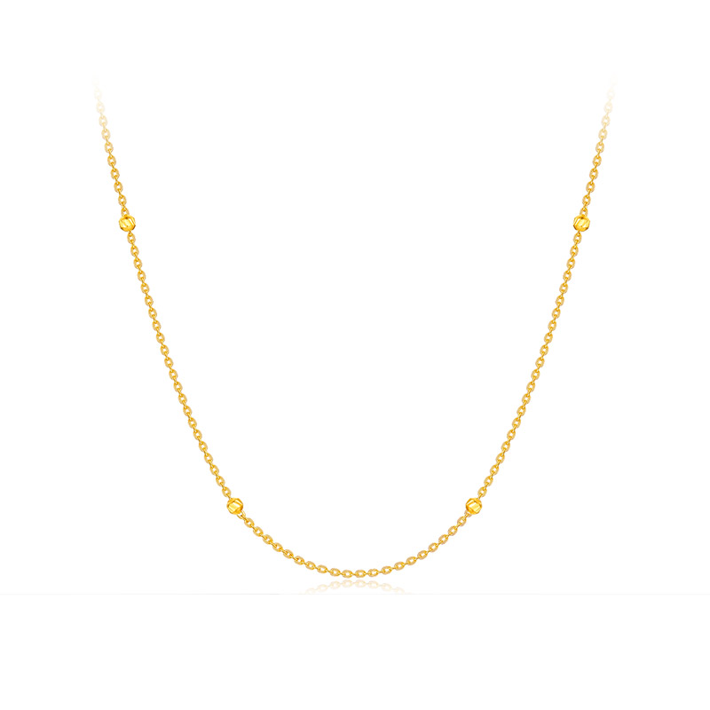 六福珠宝黄金颈链素链女足金项链锁骨链简约计价F63TBGN0039
