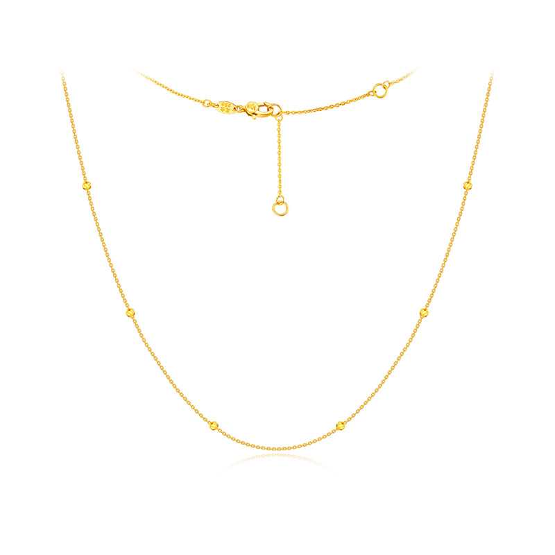 六福珠宝黄金颈链素链女足金项链锁骨链简约计价F63TBGN0039