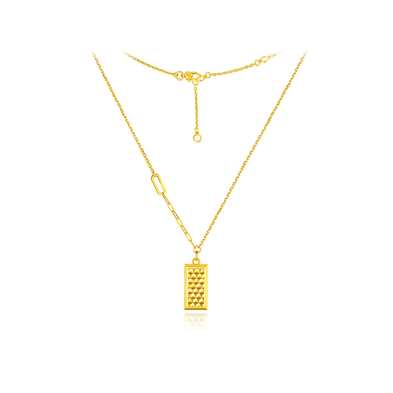 六福珠宝菠萝金潮金砖吊坠女光影金5G黄金项链套链计价HXGTBN0025【联系客服补货】【1V1直播看货】