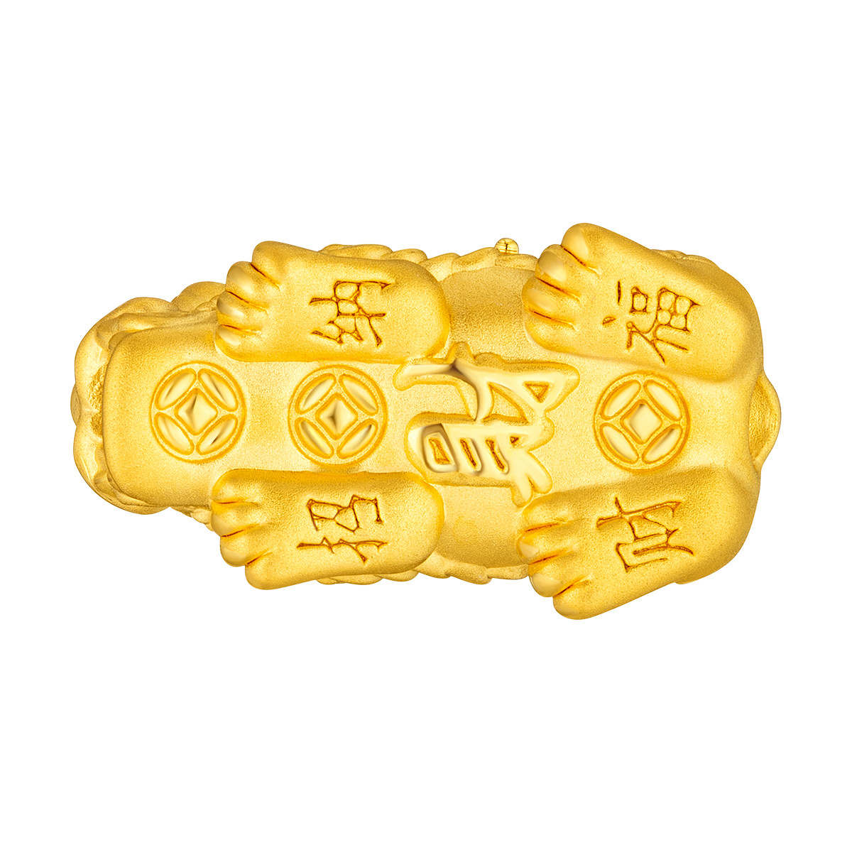 六福珠宝黄金貔貅手串和田玉路路通3D硬金转运珠DIY定价GMA1H70001