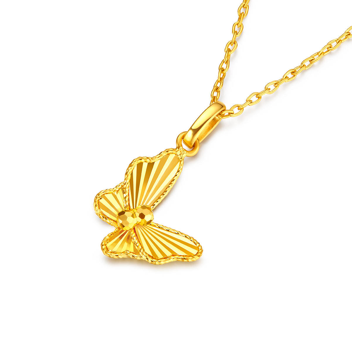 【店庆特惠】六福珠宝蝴蝶黄金吊坠女款闪亮5G足金挂坠时尚首饰计价GJGTBP0002