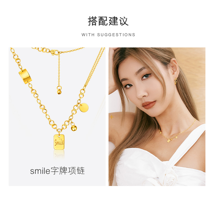 六福珠宝RICH圆牌黄金戒指女拉丝光面闭口戒足金计价GDGTBR0045