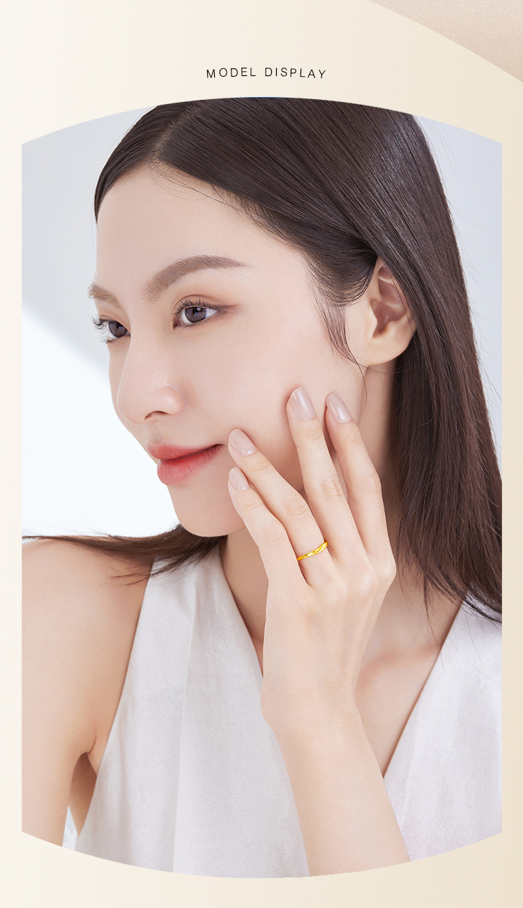 六福珠宝黄金戒指足金扭纹活口戒女送礼计价F96TBGR0006戒指榜