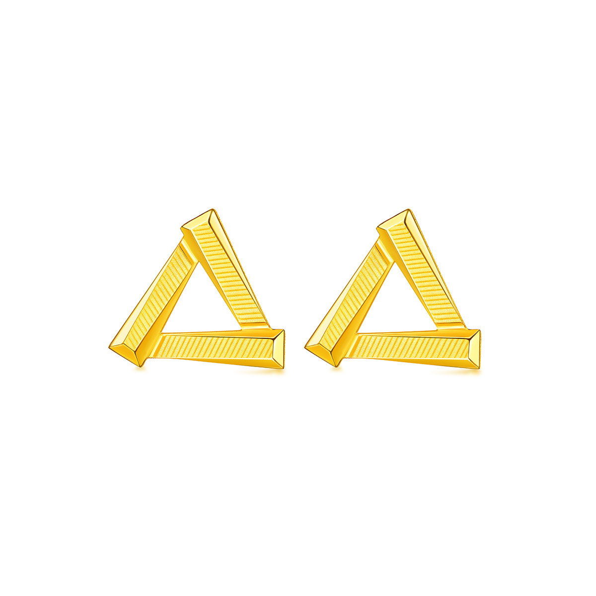 六福珠宝三角几何黄金耳钉耳环女足金耳饰光面简约计价EFGTBE0004【联系客服补货】