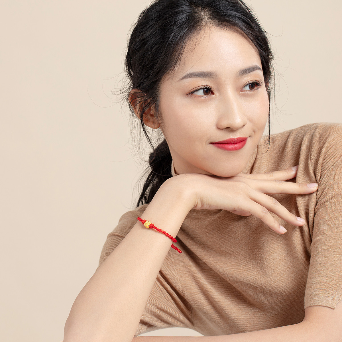 六福珠宝黄金转运珠足金吊坠女款路路通DIY串珠项坠计价G01G0019DS