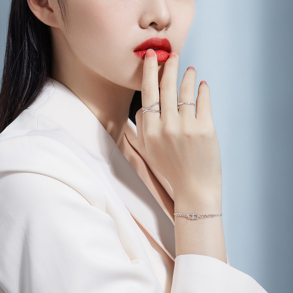 六福珠宝无限铂金戒指女款Pt950素白金戒指尾戒计价G07TBPR0008