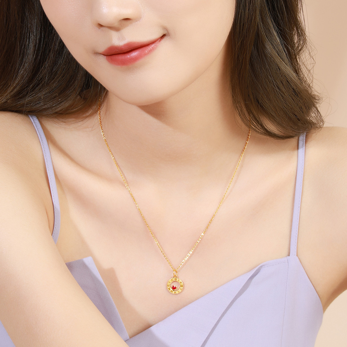 六福珠宝心动时刻黄金吊坠鎏彩工艺足金吊坠女礼计价L07TBGP0017【联系客服补货】