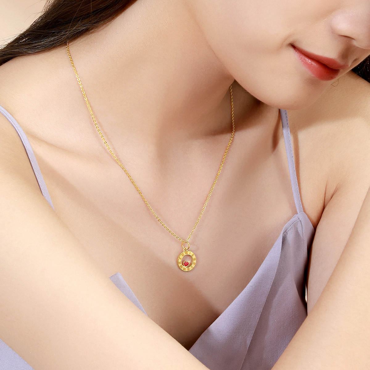 六福珠宝心动时刻黄金吊坠鎏彩工艺足金吊坠女礼计价L07TBGP0017【联系客服补货】