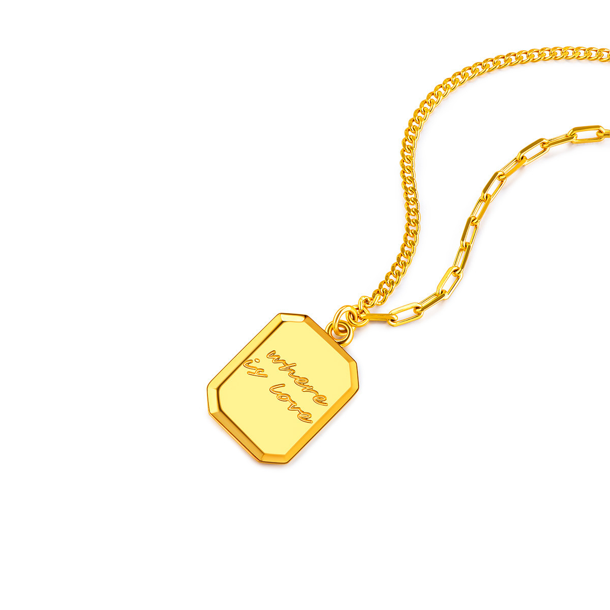 六福珠宝巧克力方糖黄金项链女5G套链足金小吊坠计价GCG30029【1V1直播看货】