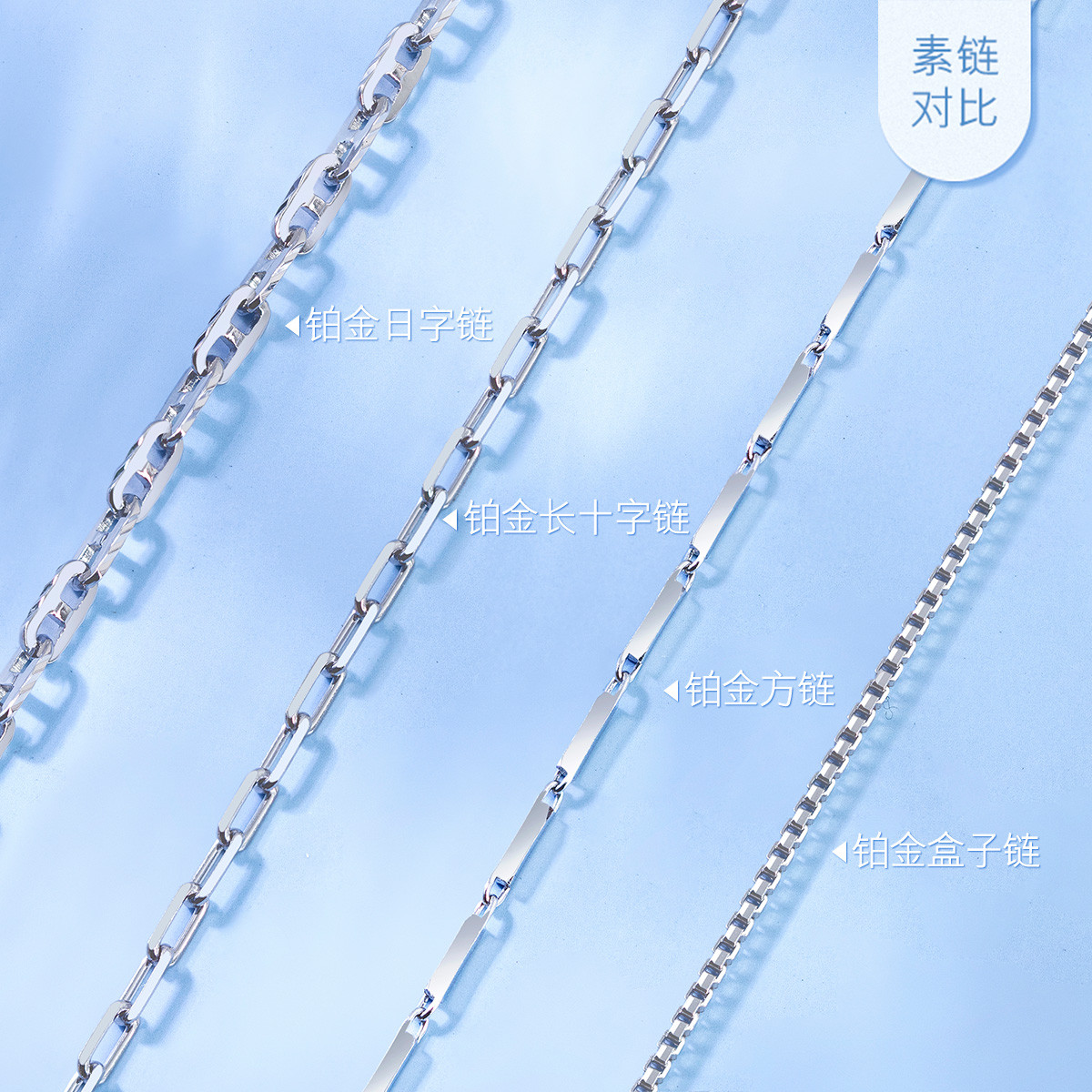 六福珠宝素链Pt950铂金项链男女款白金项链送礼计价L04TBPN0017